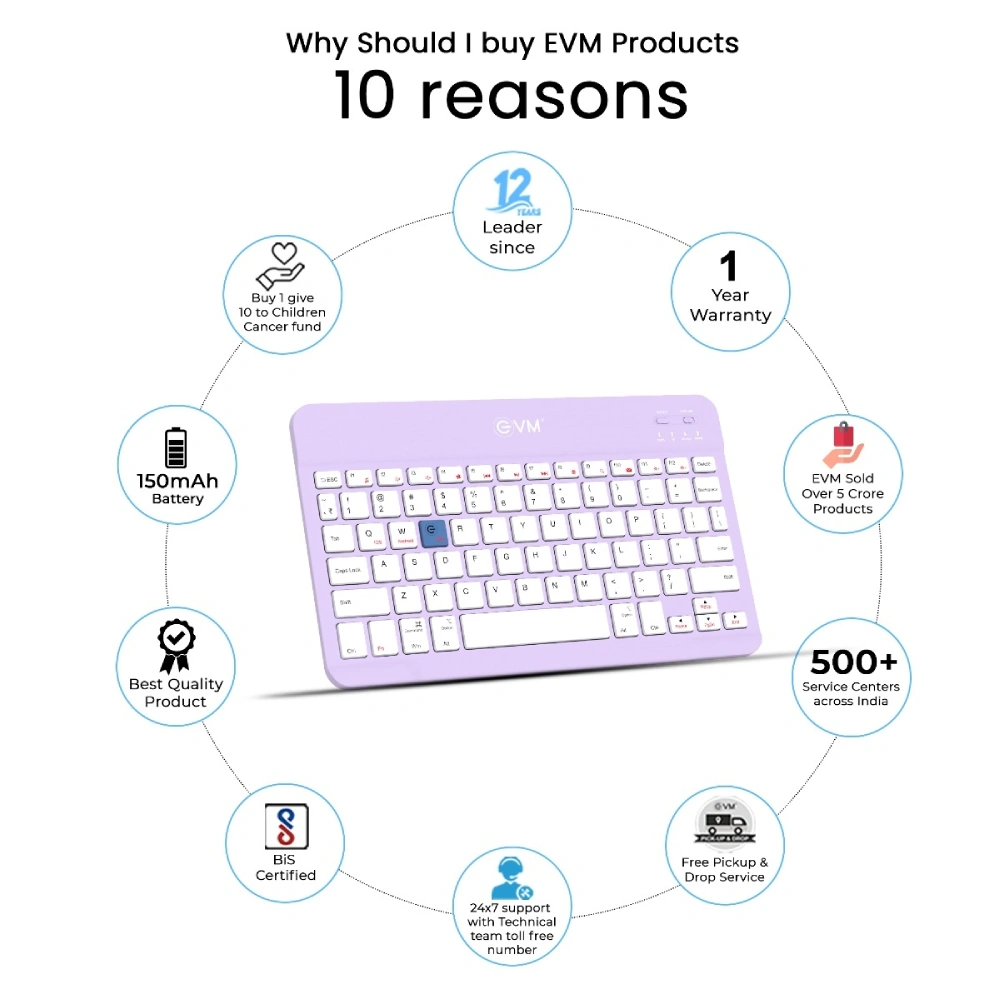 EVM Wireless Keyboard Rechargeable EnEdge WLKM Purple view 5